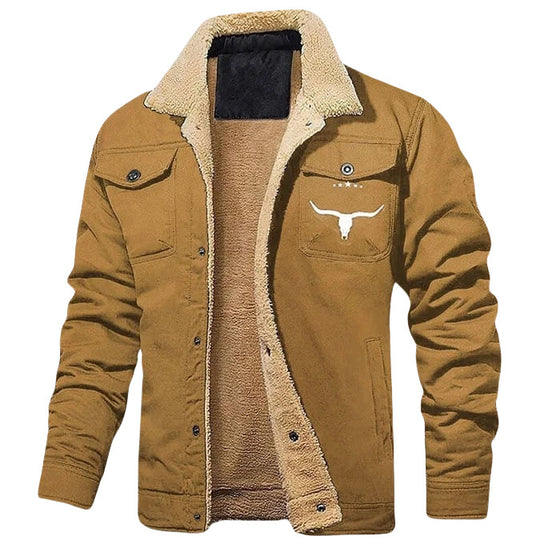 Herren Sherpa-gefütterte Canvas-Arbeiterjacke mit Brusttaschen Shop Nory