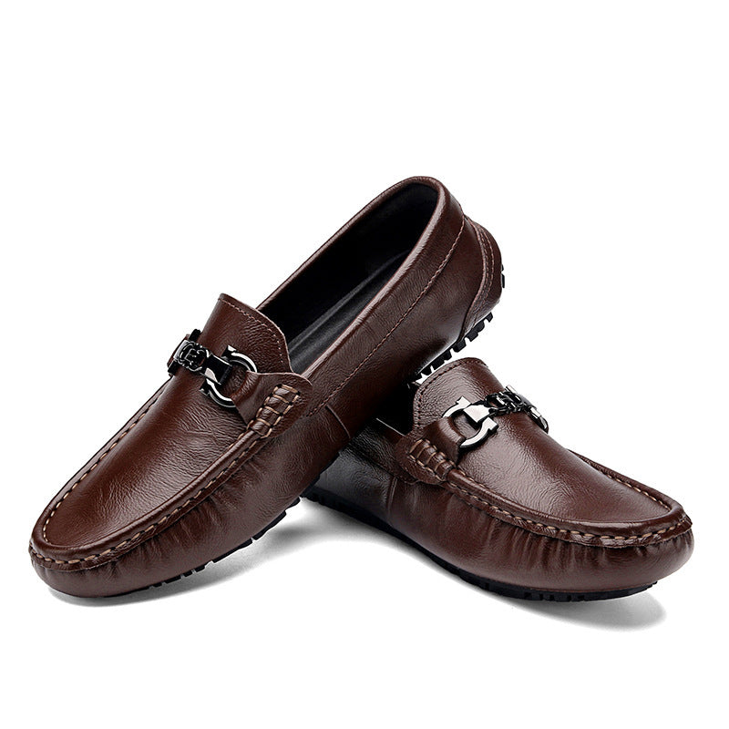 Herren eleganter Mokassin‑Loafer aus softem Kunstleder mit dekorativer Metallschnalle und profilierter Gummilaufsohle Shop Nory