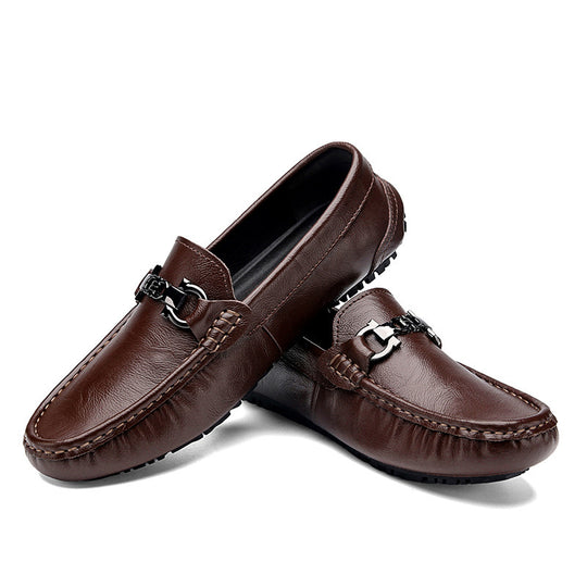 Herren eleganter Mokassin‑Loafer aus softem Kunstleder mit dekorativer Metallschnalle und profilierter Gummilaufsohle Shop Nory