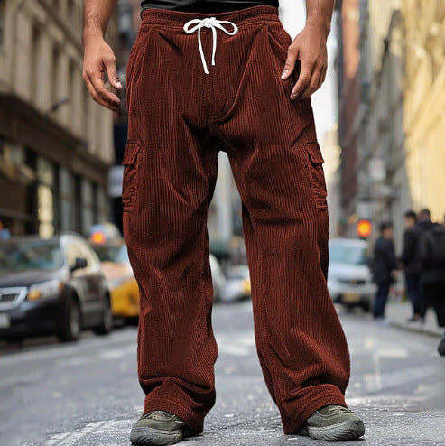 Herren Cord-Optik Cargo-Jogger mit Tunnelzug, elastischem Bund und aufgesetzten Klapptaschen Shop Nory