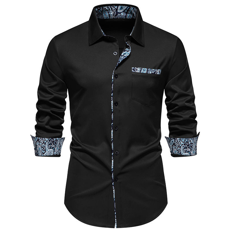 Herren elegantes Langarmhemd mit Leopardenmuster