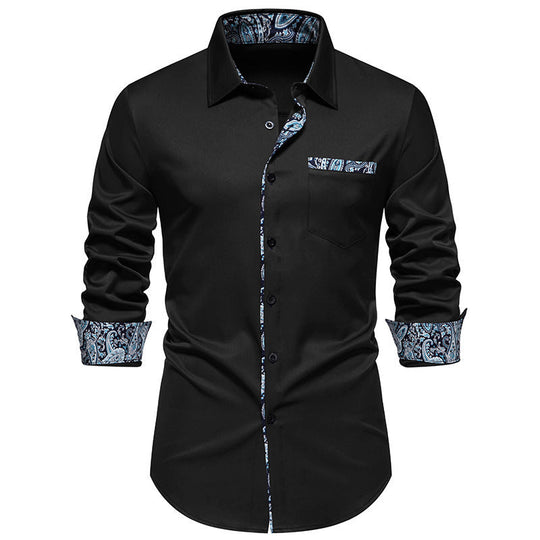 Herren elegantes Langarmhemd mit Leopardenmuster