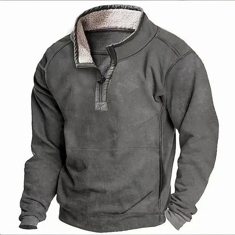 Herren Fleecesweater mit hochgeschlossenem Kragen und praktischem Reißverschluss