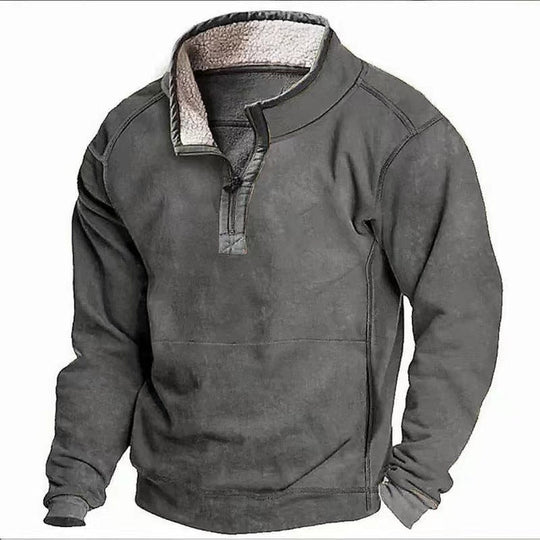 Herren Fleecesweater mit hochgeschlossenem Kragen und praktischem Reißverschluss