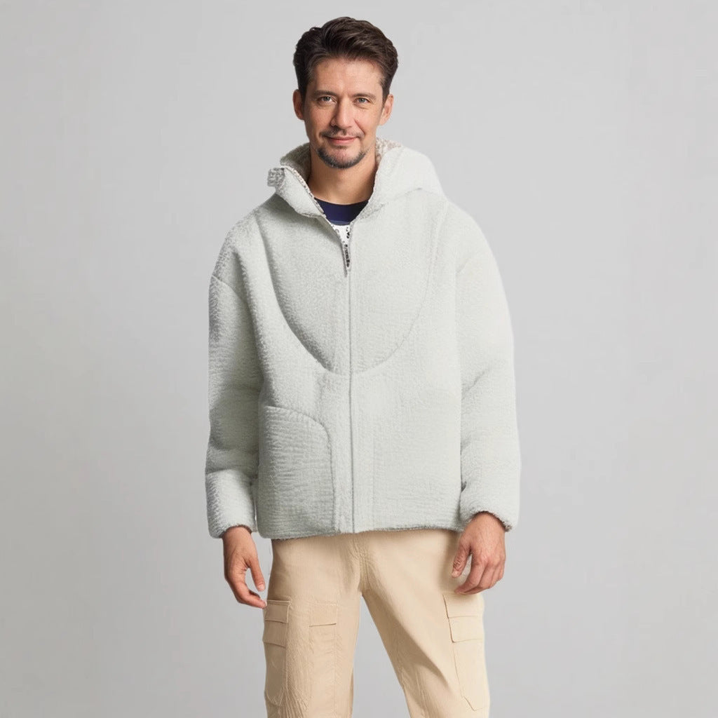 Herren Gemütliche Teddyjacke mit Kontrastnähten