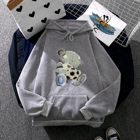Damen nan kuscheliger Kapuzenpullover mit Teddy-Applikation, weichem Fleece-Futter und Kängurutasche Shop Nory