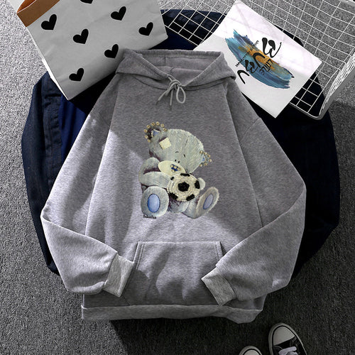 Damen nan kuscheliger Kapuzenpullover mit Teddy-Applikation, weichem Fleece-Futter und Kängurutasche Shop Nory