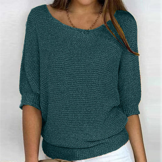 Damen nan legerer kastiger Feinstrickpullover mit weitem Ausschnitt Shop Nory