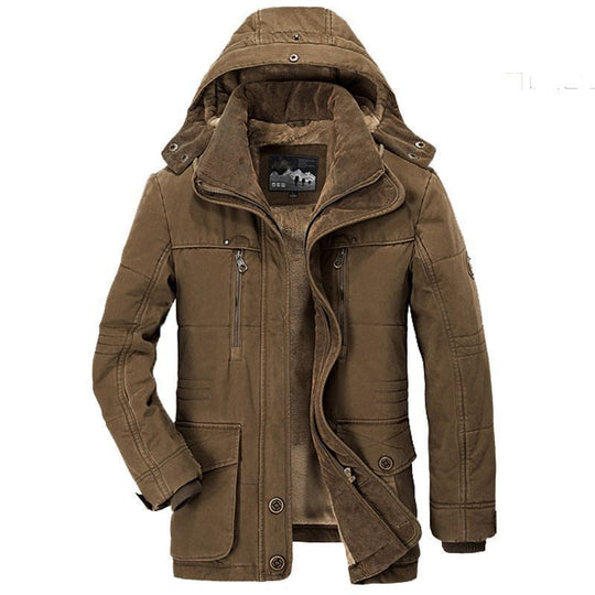 Herren Canvas-Parka mit Cord-Innenkragen, abnehmbarer Kapuze und wärmender Thermofütterung Shop Nory