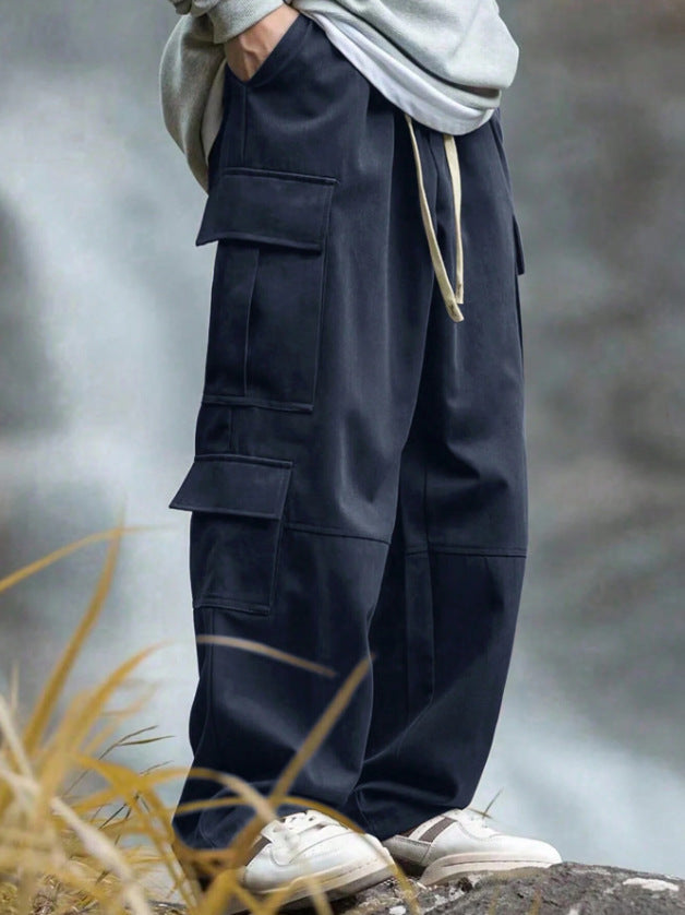 Herren weite Cargo-Hose mit Mehrfachtaschen, Tunnelzug und verstärkten Kniepartien Shop Nory