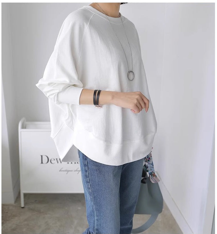 Damen Oversize-Sweatshirt mit Raglanärmeln, abgerundetem Saum und Seitenschlitzen Shop Nory