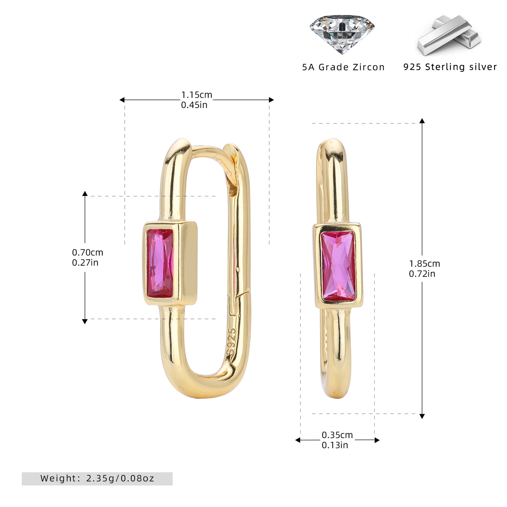 Damen Ohrstecker mit luxuriösem 5A Zirkon aus 925 Sterling Silber Shop Nory