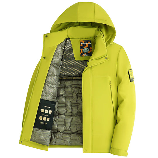 Herren Wattierte Kapuzenjacke mit 3D-Quilt-Innenfutter und wasserabweisender Außenhülle Shop Nory