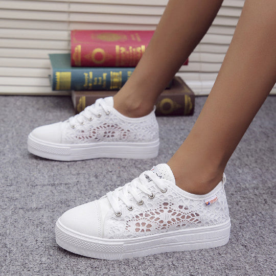 Damen Freizeit Sneakers mit atmungsaktivem Spitzen-Obermaterial und rutschfester Sohle Shopnory