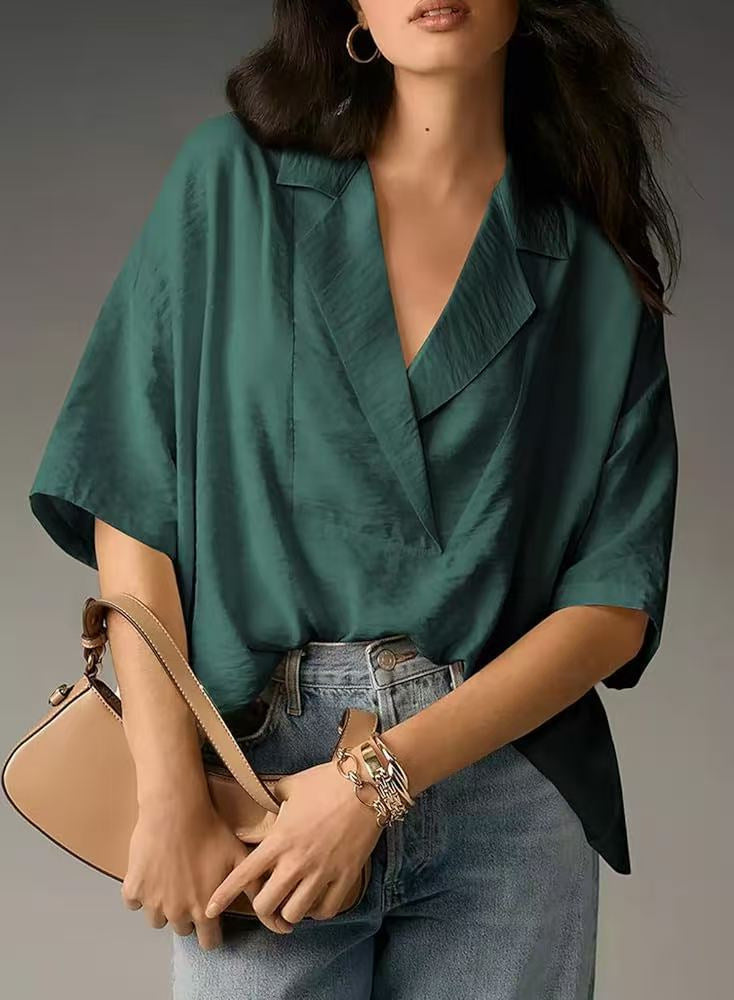 Damen luftige Kurzarmbluse im modernen Oversized-Schnitt