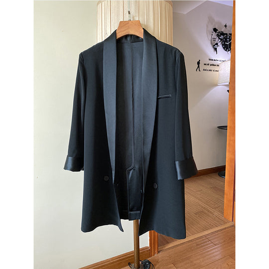 Damen Eleganter Blazer mit schimmerndem Revers Shop Nory