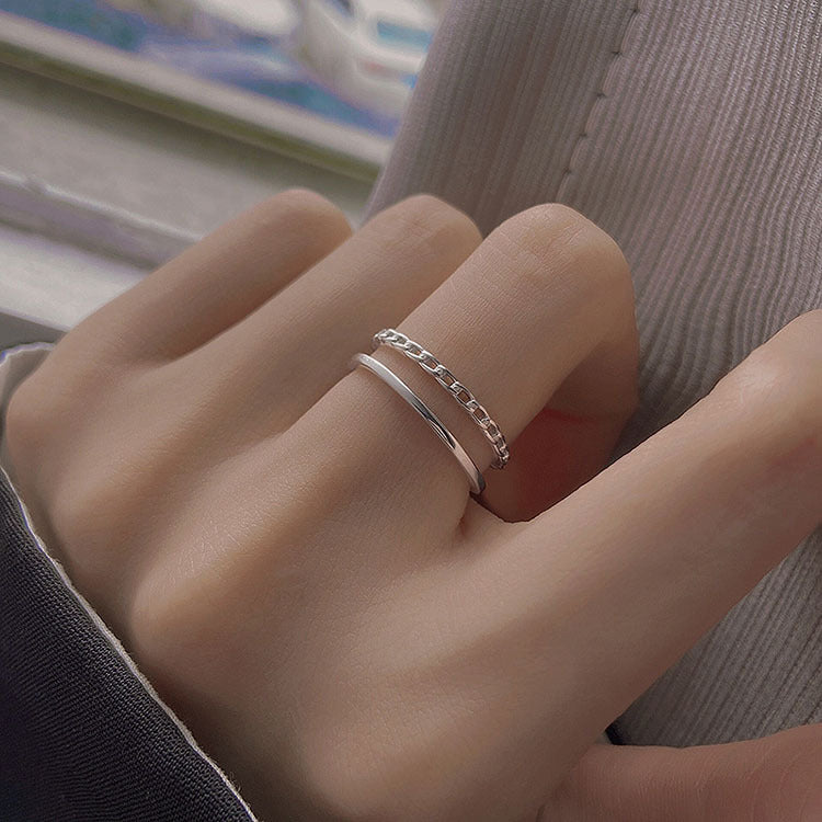 Damen zierlicher Ring mit doppelter Struktur Shop Nory