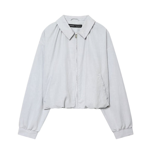Damen Cropped Bomberjacke im Oversize‑Look mit Hemdkragen und elastischem Bund Shop Nory