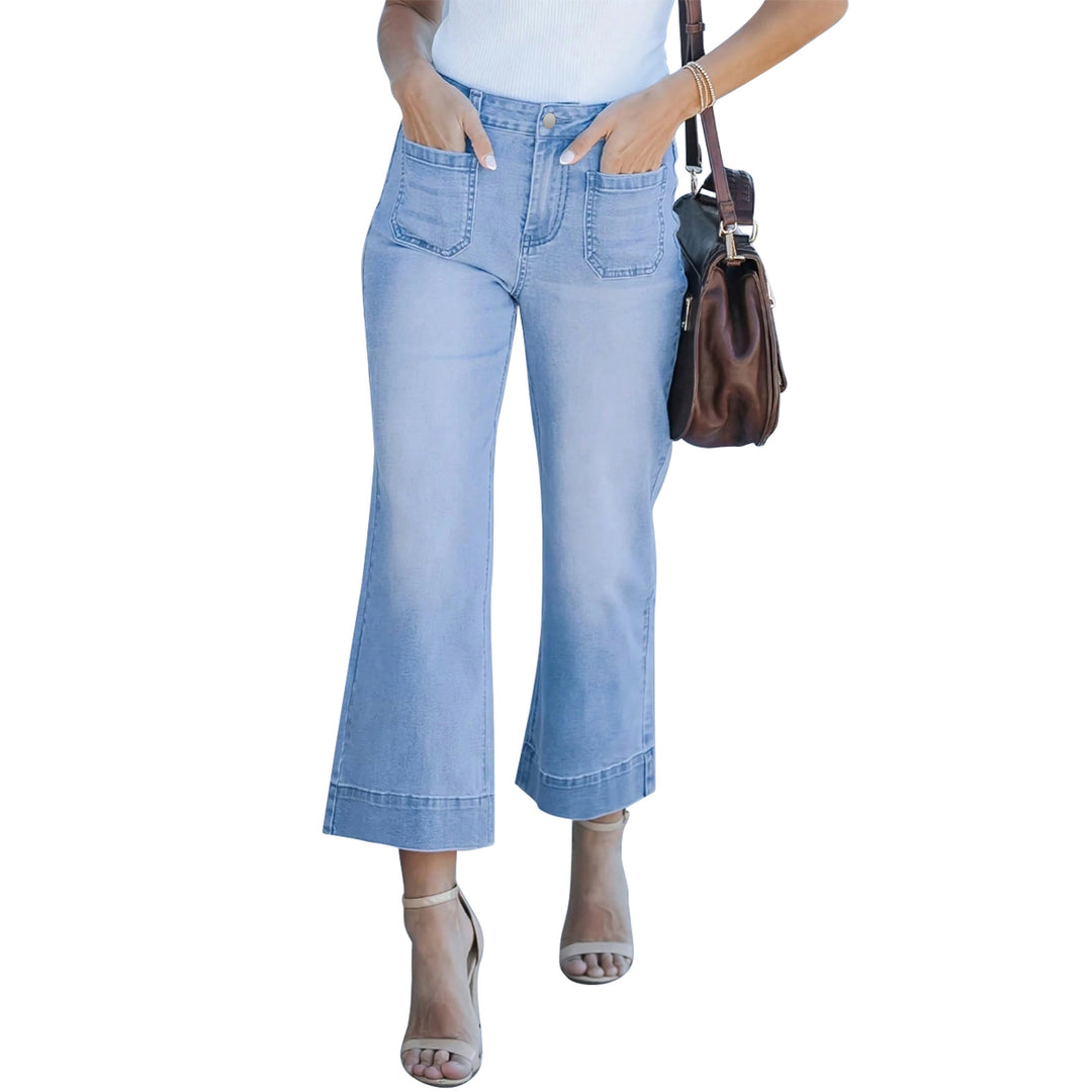 Damen Hochtaillierte Culotte-Jeans mit weitem Bein und aufgesetzten Vordertaschen Shop Nory