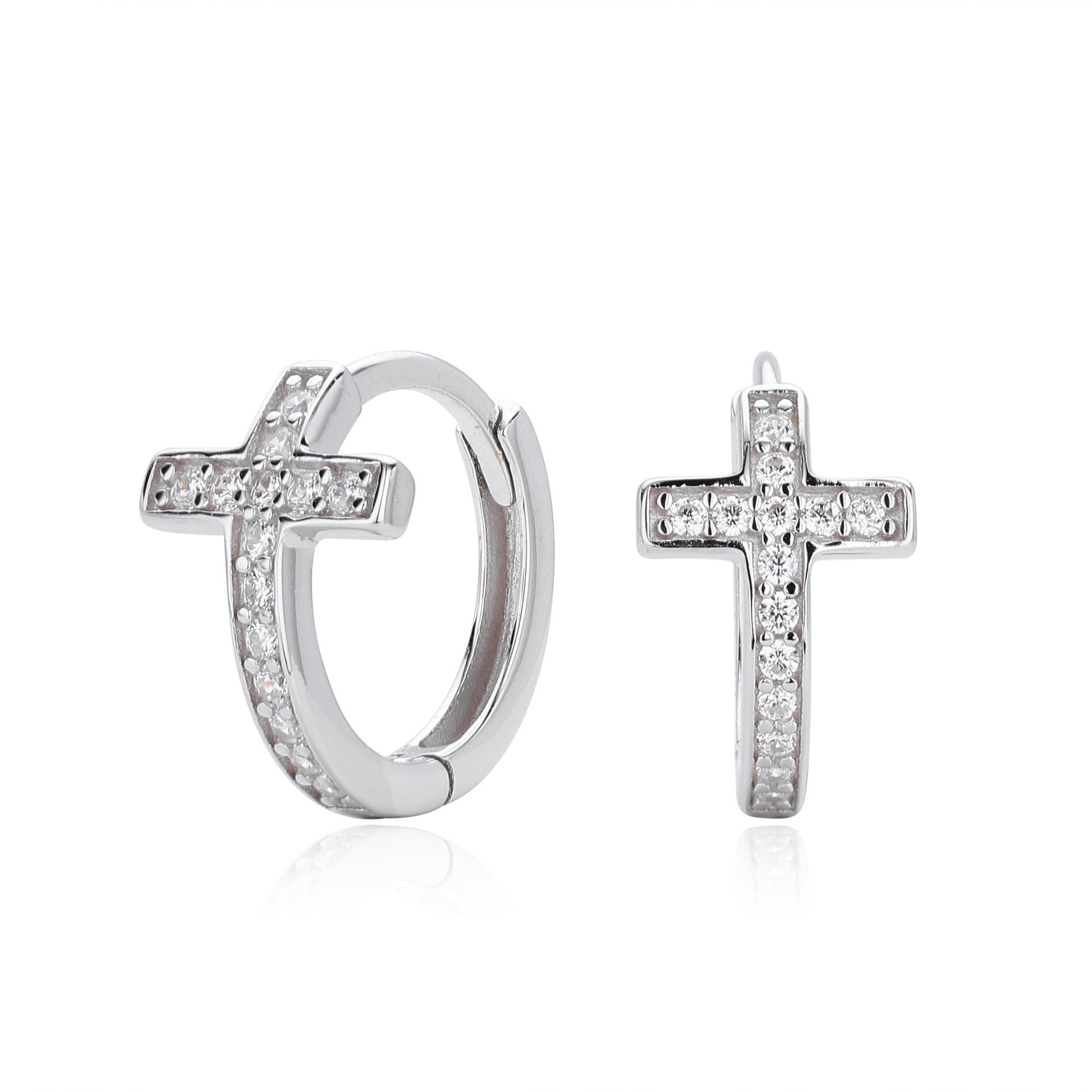 Damen Ohrhänger mit funkelndem Kreuzdesign aus hochwertigem 925 Sterling Silber und Zirkonbesatz Shop Nory