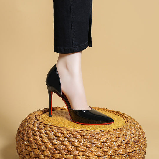 Damen Elegante spitze Lack-Pumps mit Cut-Out-Fersenpartie und schlankem Stilettoabsatz Shop Nory