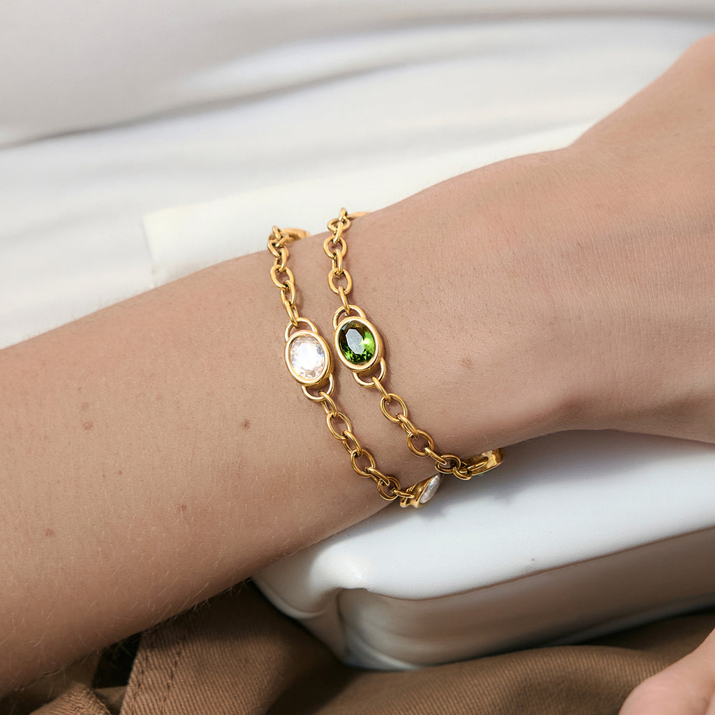 Damen Armband mit eleganten Zirkonia und hypoallergener Edelstahlverarbeitung Shop Nory