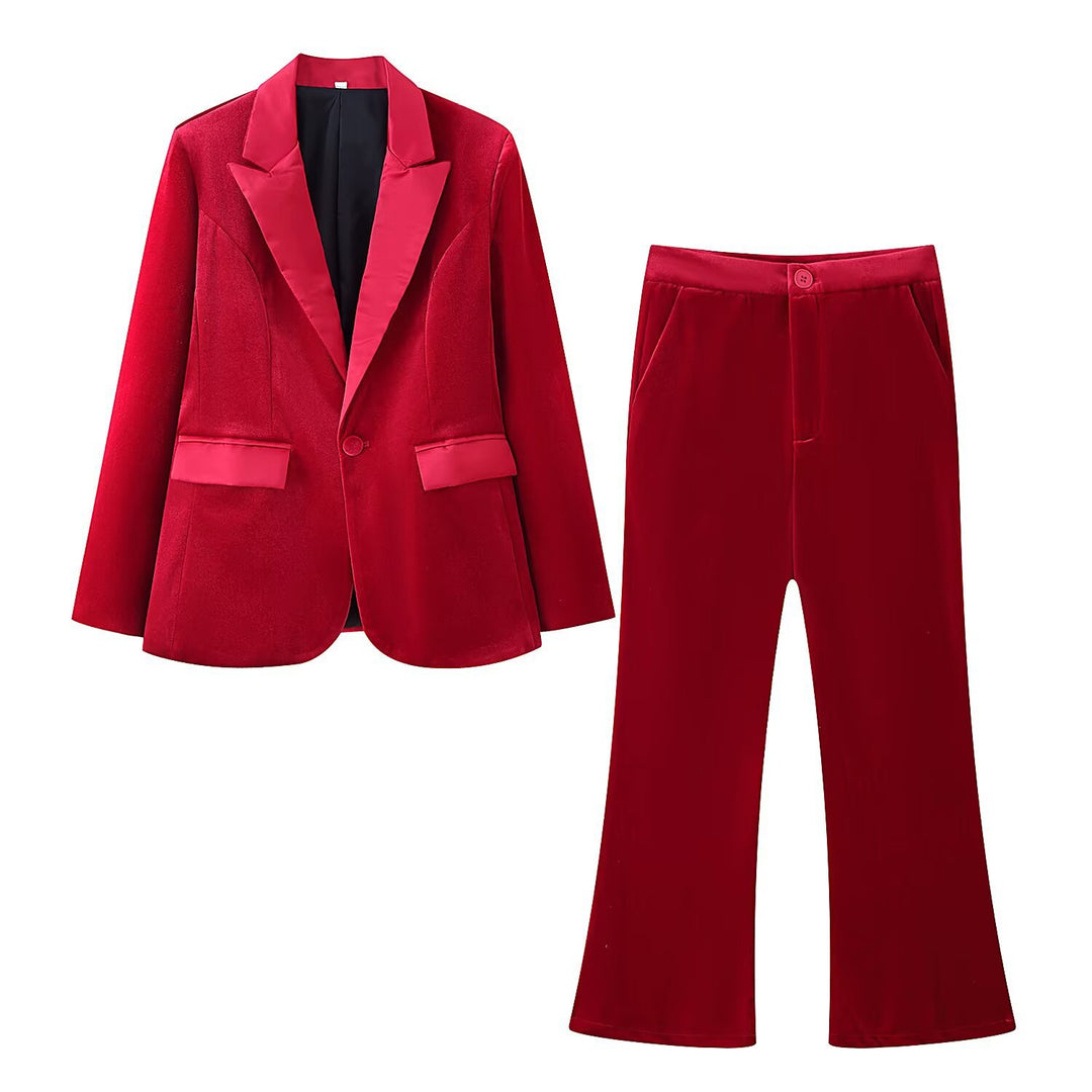 Damen Samt-Blazer mit Satin-Revers und taillierten Abnähern Shop Nory