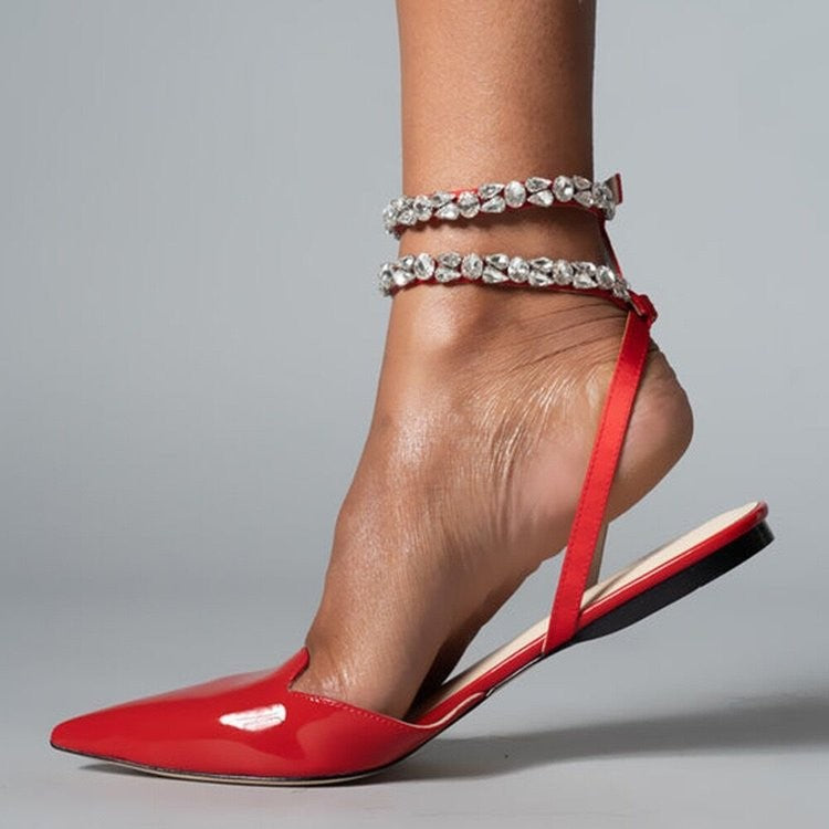 Damen elegante Slingback-Ballerinas mit funkelnden Strass-Details