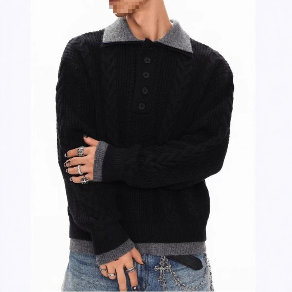 Herren Modischer Grobstrickpullover mit Polokragen Shop Nory