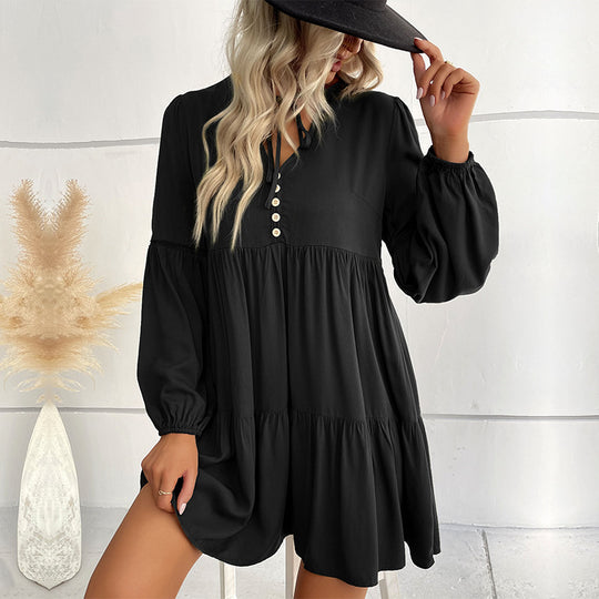 Damen Fließendes Hemdblusenkleid mit Rüschen Shop Nory