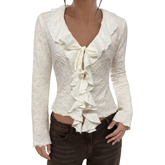 Damen Elegantes Oberteil mit Rüschendetails Shop Nory