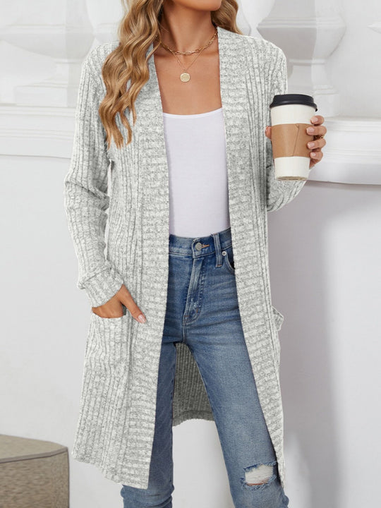 Damen Longcardigan aus geripptem Chenille mit aufgesetzten Taschen Shop Nory