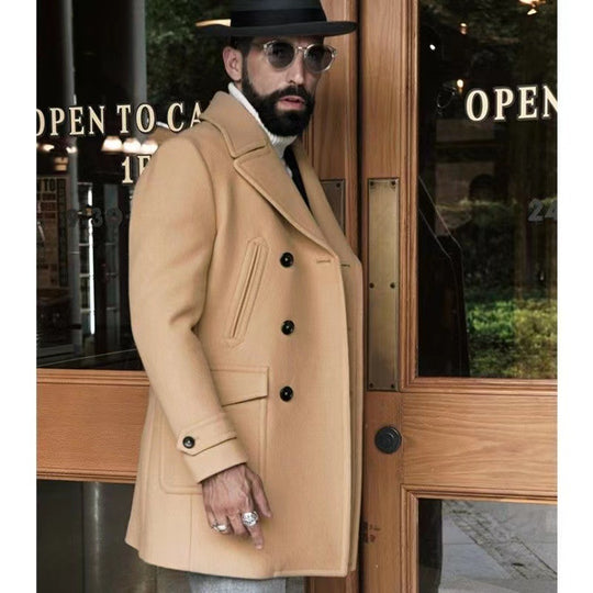 Herren Doppelreihiger Peacoat aus Wollmix mit Metallknöpfen und aufgesetzten Pattentaschen Shop Nory