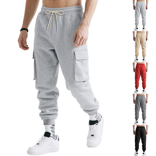 Herren nan technische Cargo-Sweathose mit Doppelklappen-Taschen, elastischem Kordelbund und konischen Rippbündchen Shop Nory
