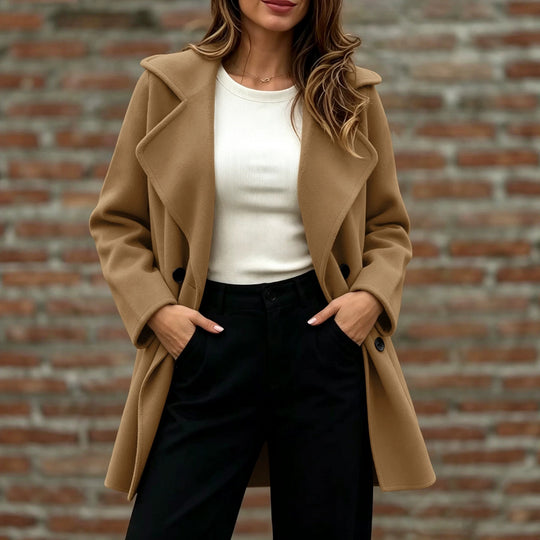 Damen Doppelreihiger Wollmantel mit Oversize-Revers Shop Nory