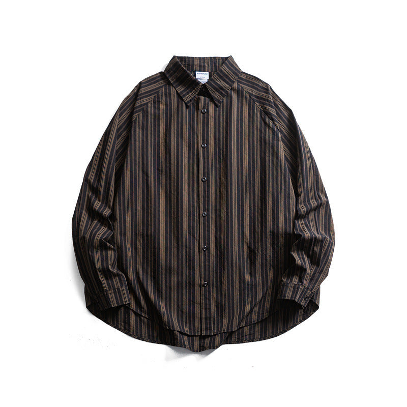 Unisex Oversize-Longline Hemd mit vertikalem Streifenmuster und gerundetem Saum Shop Nory