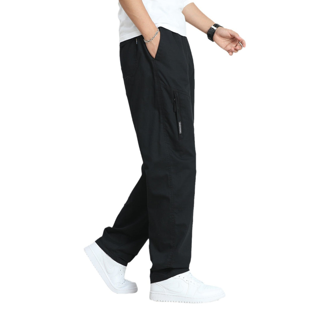 Herren Weite Utility-Cargohose mit elastischem Bund, seitlichen Reißverschlusstaschen und vorgeformten Knien Shop Nory