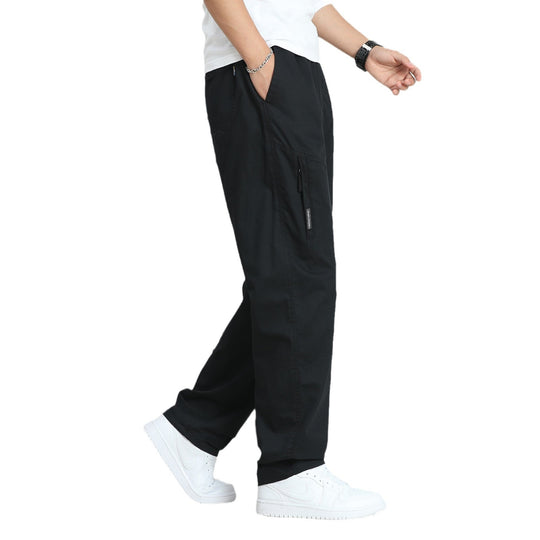 Herren Weite Utility-Cargohose mit elastischem Bund, seitlichen Reißverschlusstaschen und vorgeformten Knien Shop Nory