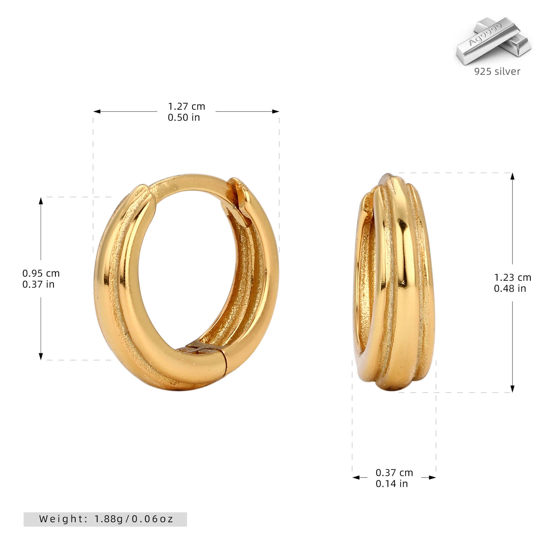 Damen Creolen mit geschwungenem Design aus 925 Sterling Silber Shop Nory