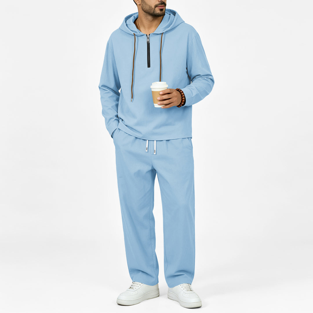 Herren Leichter Halbzip-Kapuzenpullover im Relaxed-Fit mit Kordelzug Shop Nory