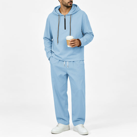 Herren Leichter Halbzip-Kapuzenpullover im Relaxed-Fit mit Kordelzug Shop Nory