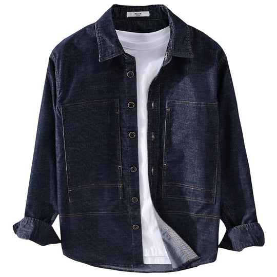 Herren Strukturierte Denim-Twill-Überhemdjacke mit großen aufgesetzten Taschen Shop Nory