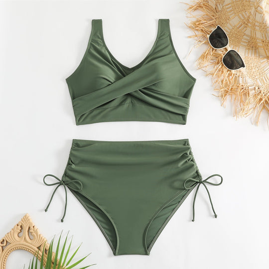 Damen Hochtailliertes Bikini-Set mit verstellbaren Trägern