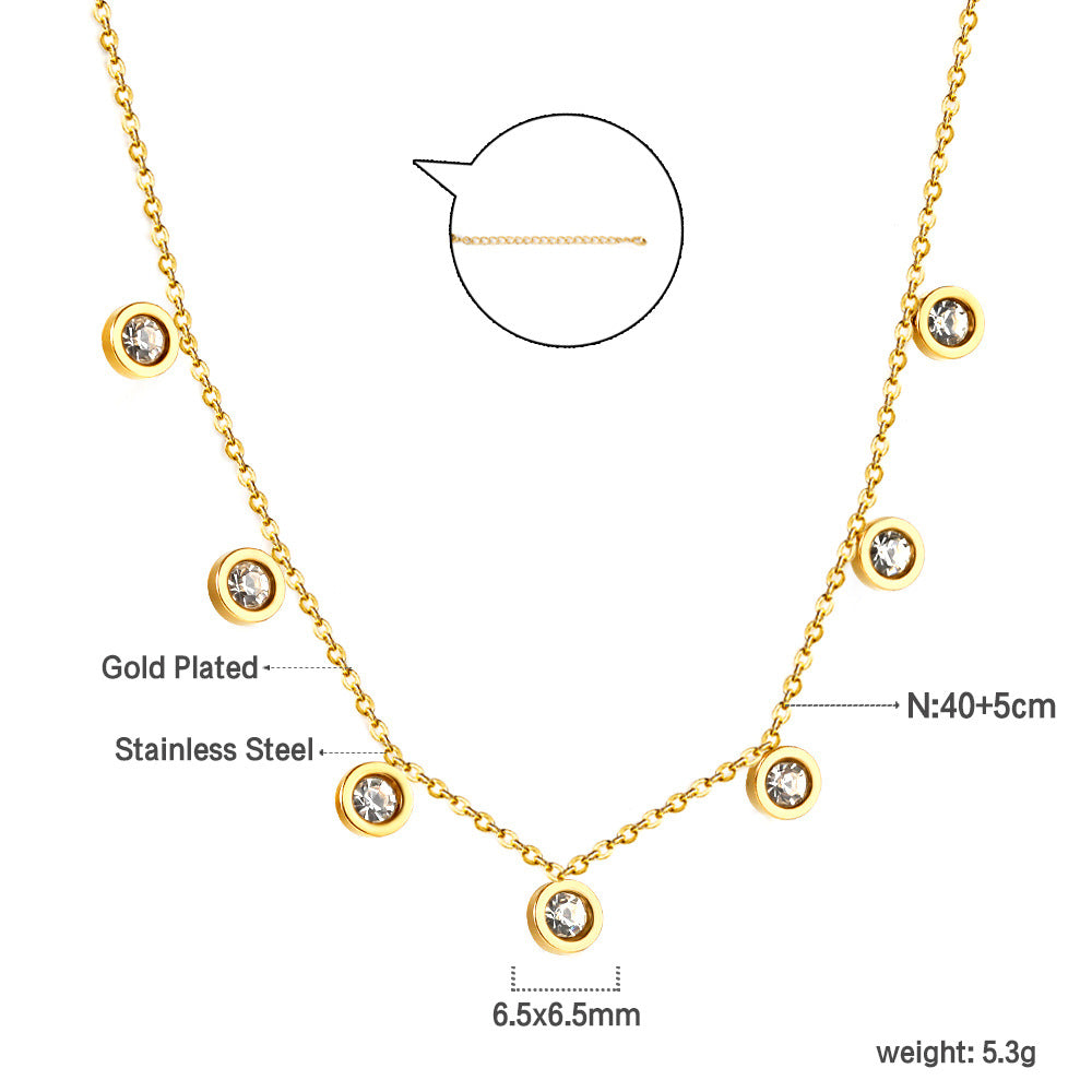 Damen Edelstahl Halskette mit funkelnden blauen Zirkonia-Anhängern Shop Nory
