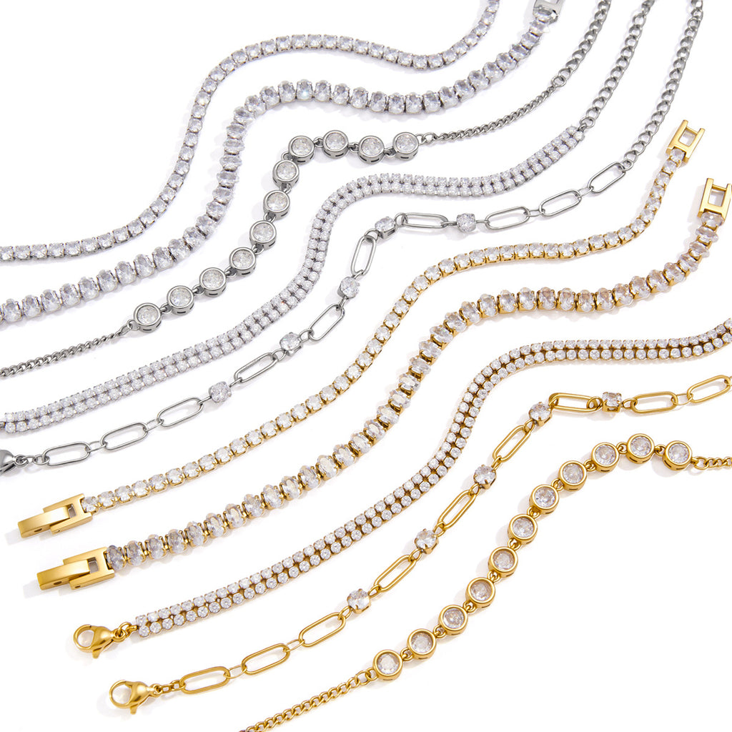 Damen Armband mit funkelnden Kristallen und hypoallergener Edelstahlverarbeitung Shop Nory