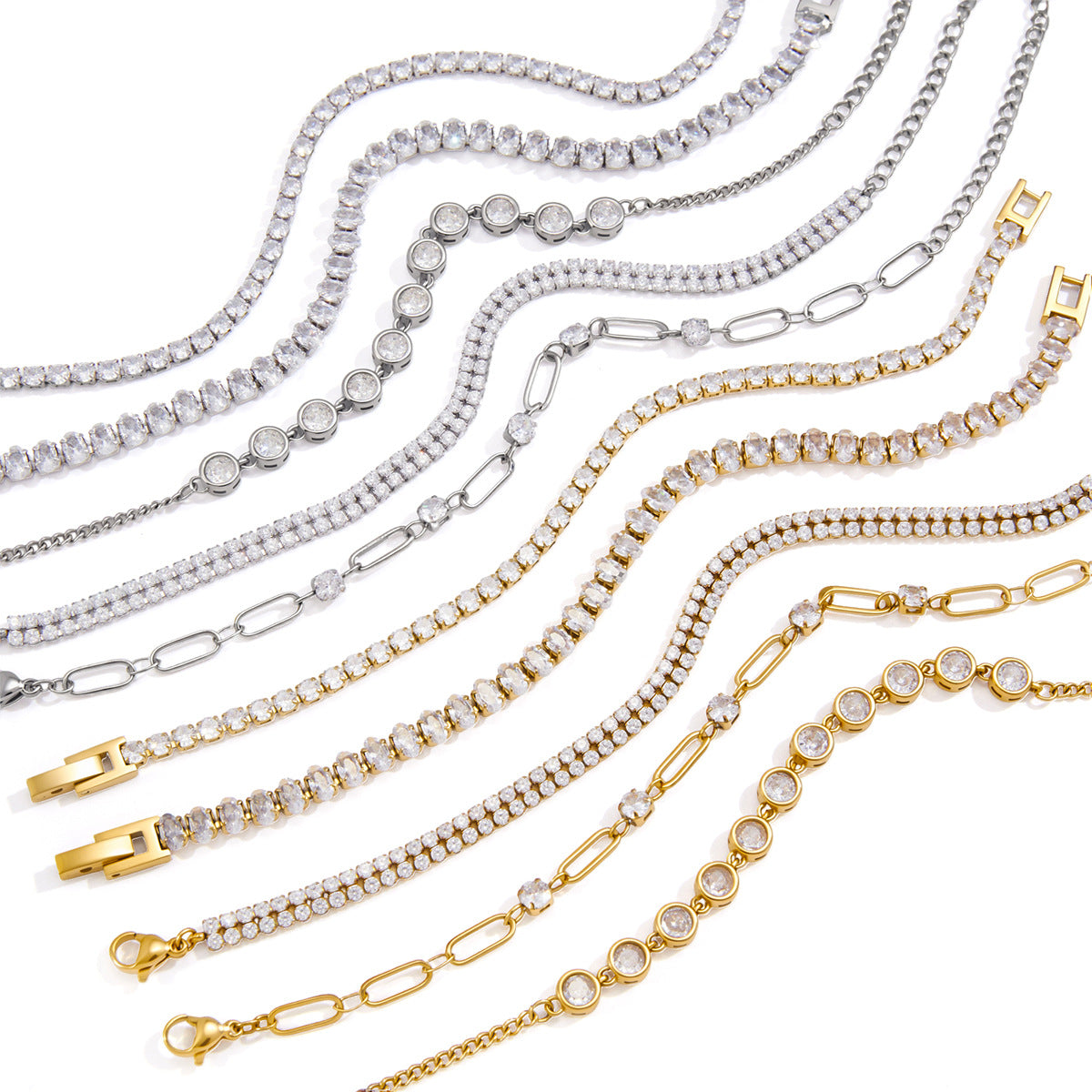 Damen Armband mit funkelnden Kristallen und hypoallergener Edelstahlverarbeitung Shop Nory