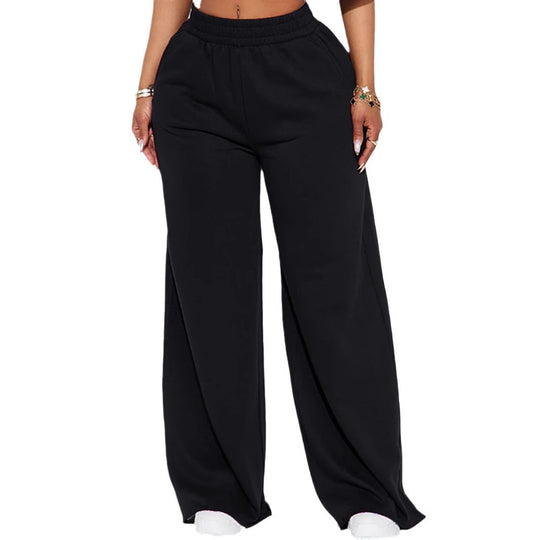 Damen nan High‑Waist Palazzohose aus French-Terry mit weitem Bein, elastischem Komfortbund und offenen Saumkanten Shop Nory
