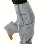 Herren Baggy-Cargohose im Oversize-Utility-Style mit elastischem Bund & Mehrfachtaschen Shop Nory
