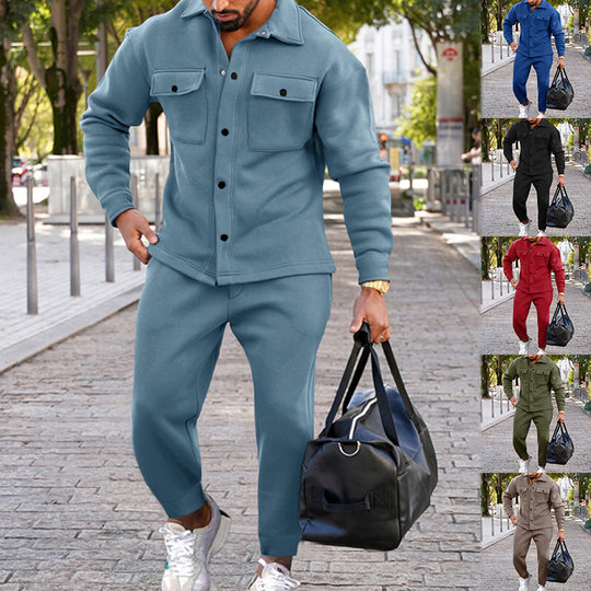 Herren nan zweiteiliges Overshirt- und Jogginghose-Set aus strukturiertem Jersey mit aufgesetzten Brusttaschen und konischer Silhouette Shop Nory