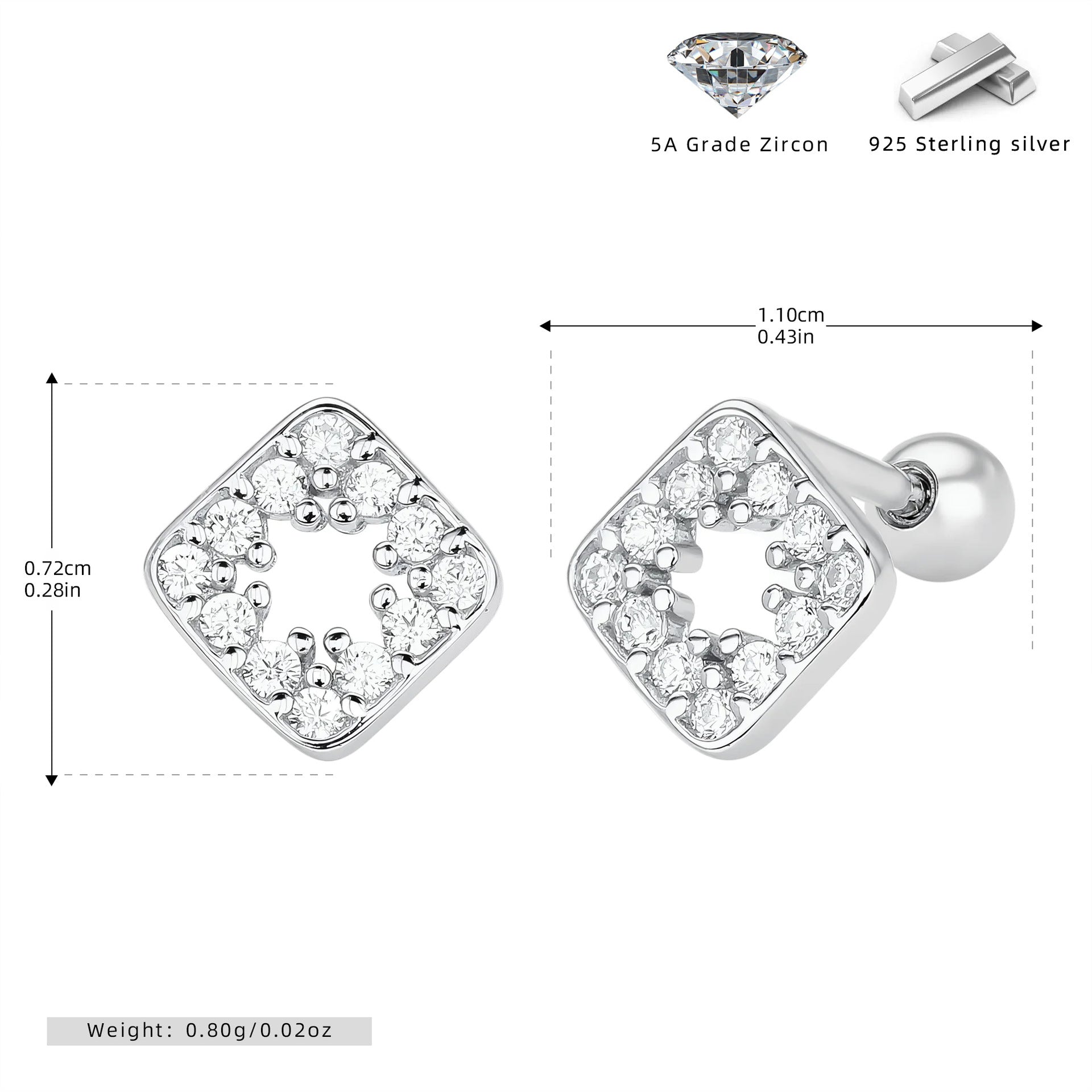 Damen Ohrstecker aus hochwertigem 925 Sterling Silber mit funkelnden Zirkon-Akzenten Shop Nory